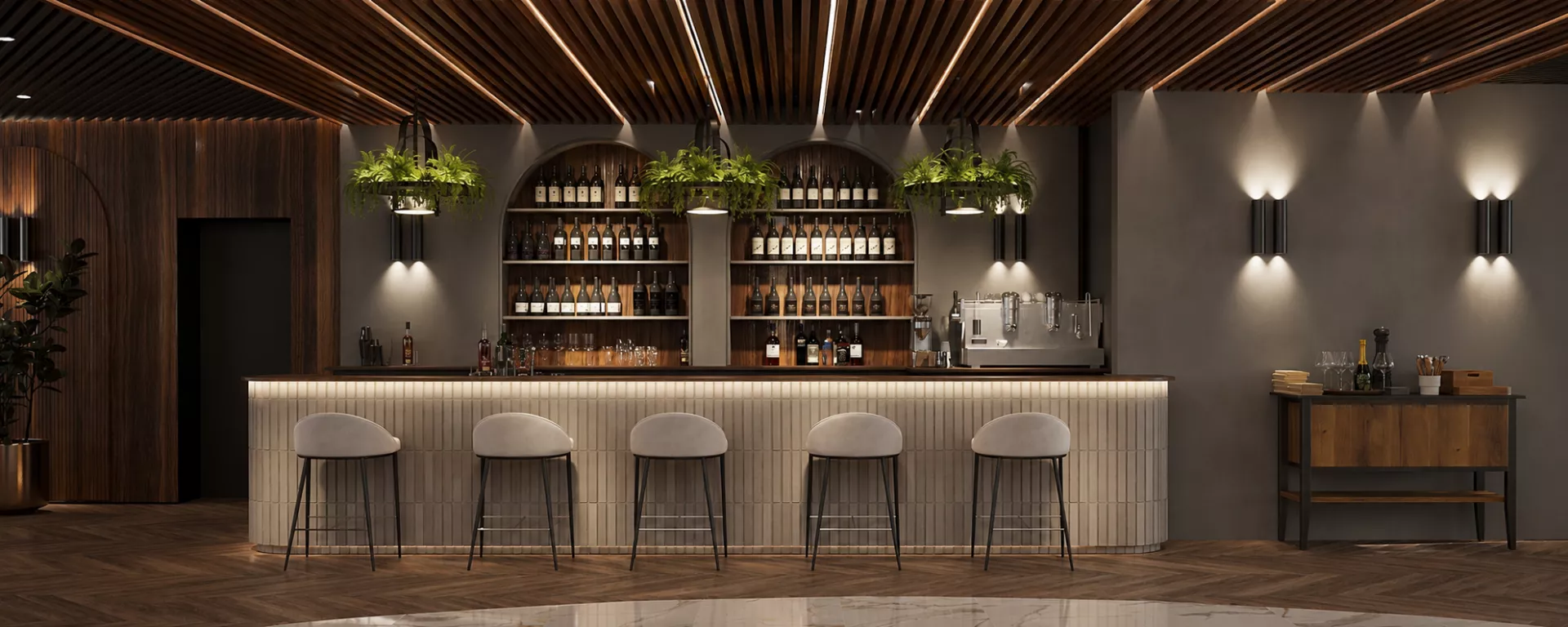 Restaurant interior design 317 m² in the Uralskiy Utes hotel & restaurant complex