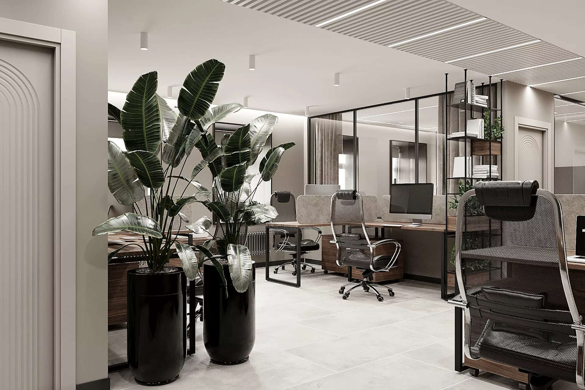Design "domashnego" office in istoricheskom zdanie 95 m² — Open Space