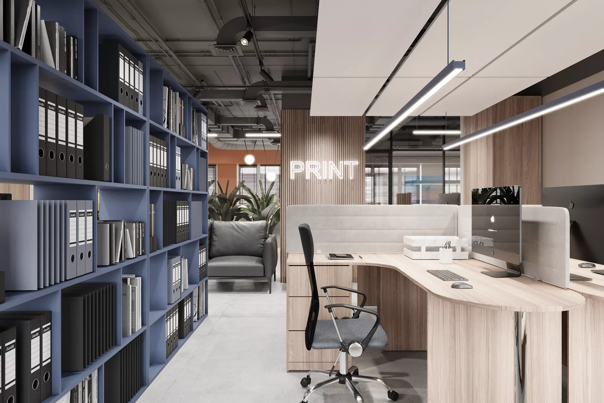 Office interior design 400 m². for kompani GRK — Open Space