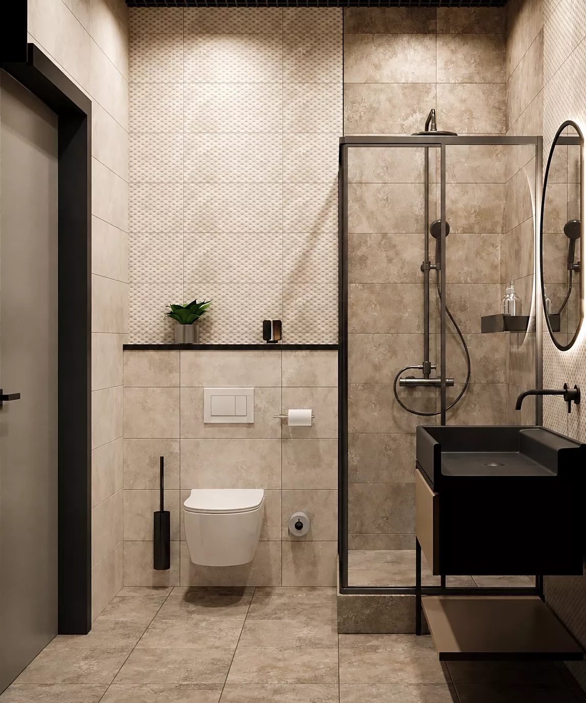 Interior design gostinitsy. Khostel and otdelnye nomera. 970 m² — Bathroom