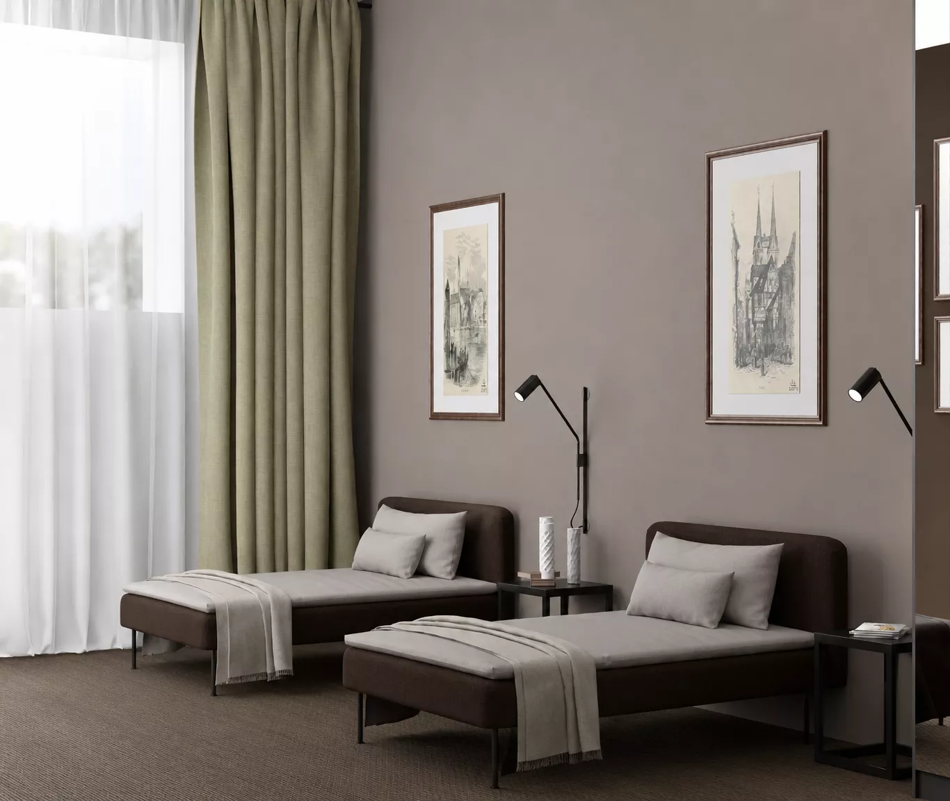 Interior design gostinitsy. Khostel and otdelnye nomera. 970 m² — Other