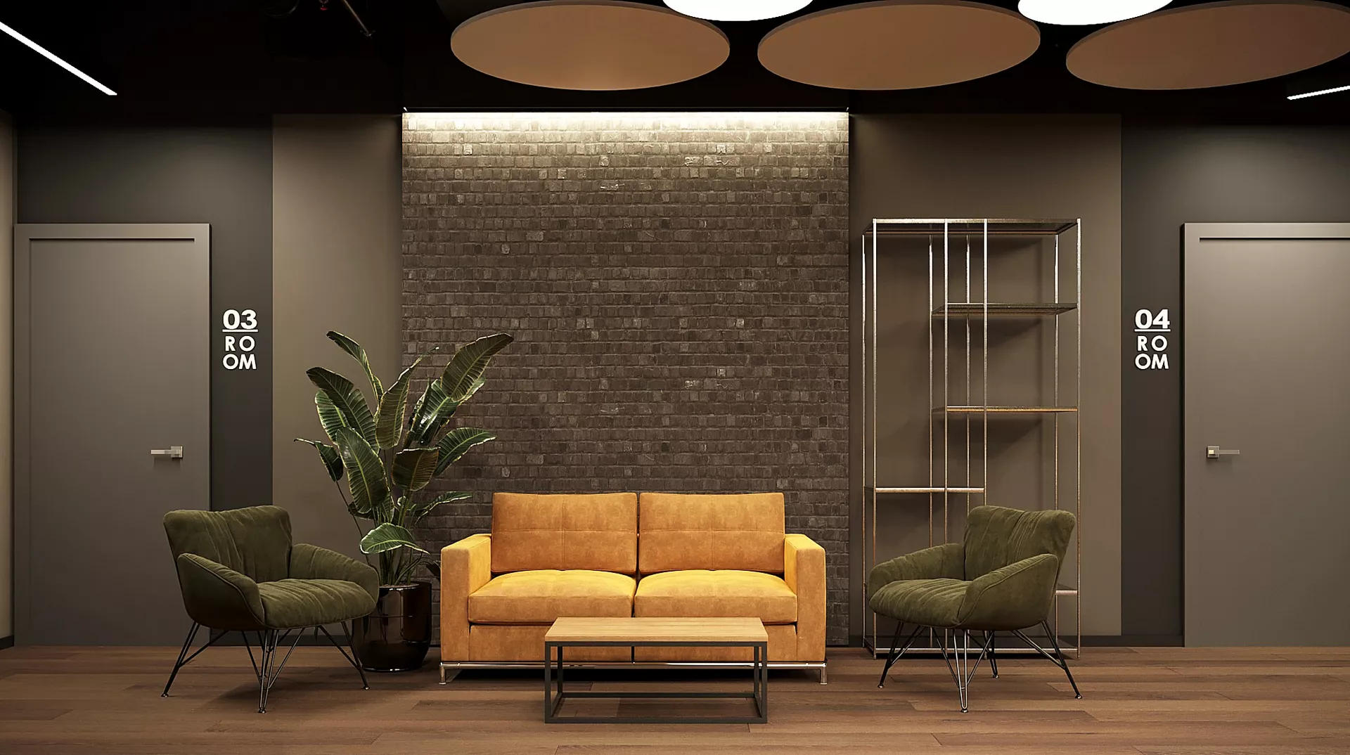 Interior design gostinitsy. Khostel and otdelnye nomera. 970 m² — Reception