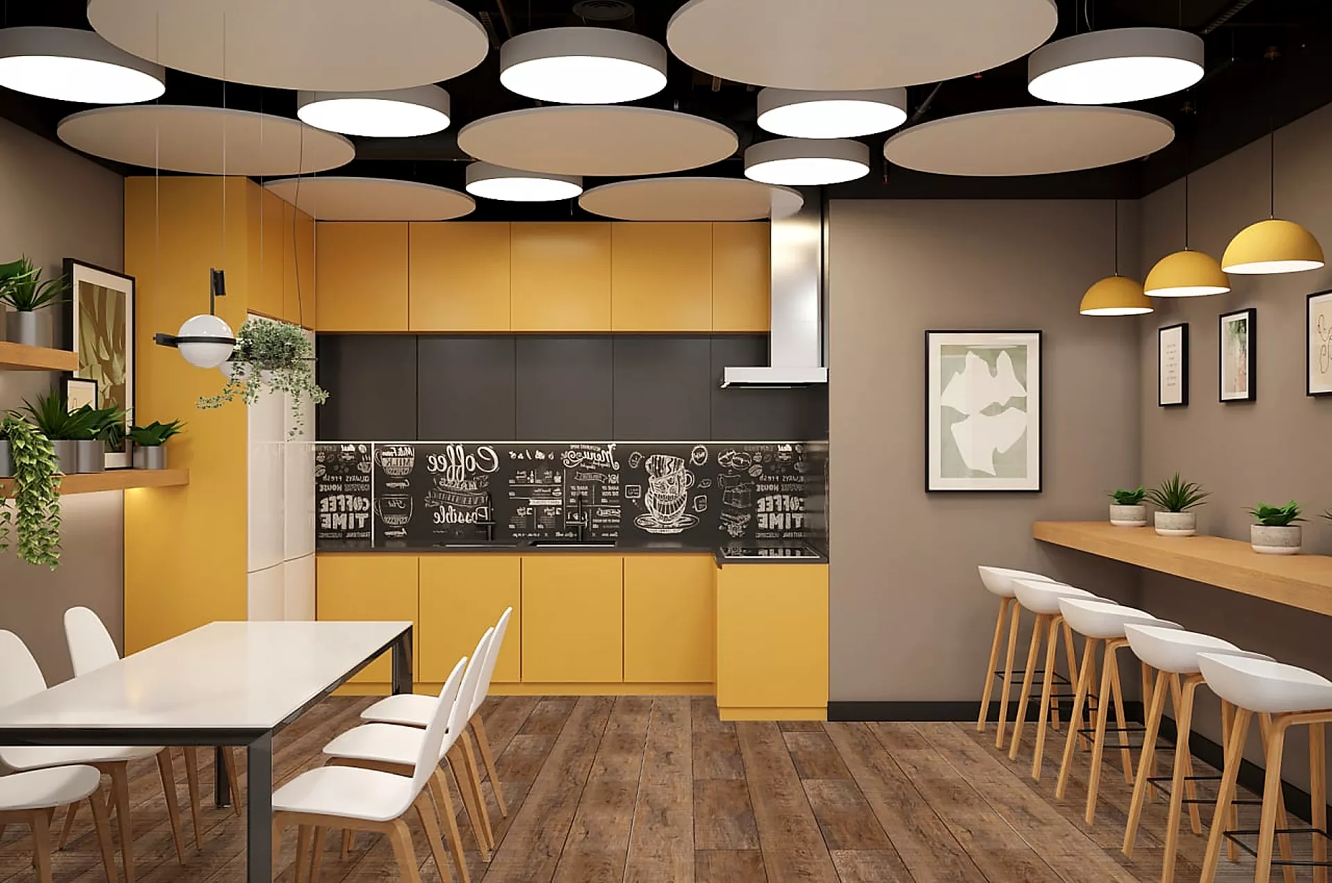 Interior design gostinitsy. Khostel and otdelnye nomera. 970 m² — Kitchen