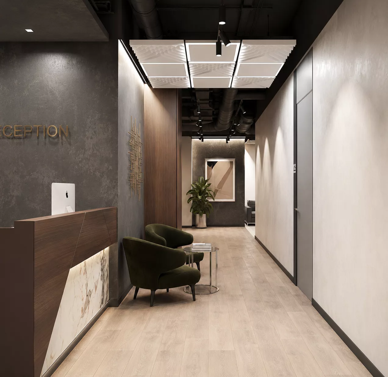 Office design project 415 m² in Murmansk — Reception
