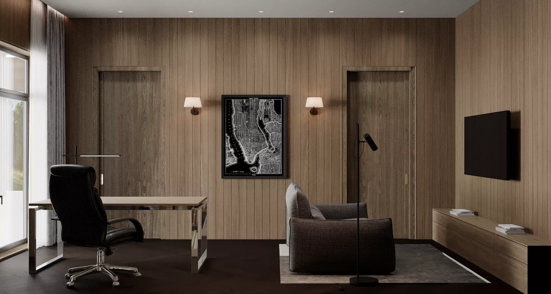Cottage interior 322 m² in Zavidovo — Study