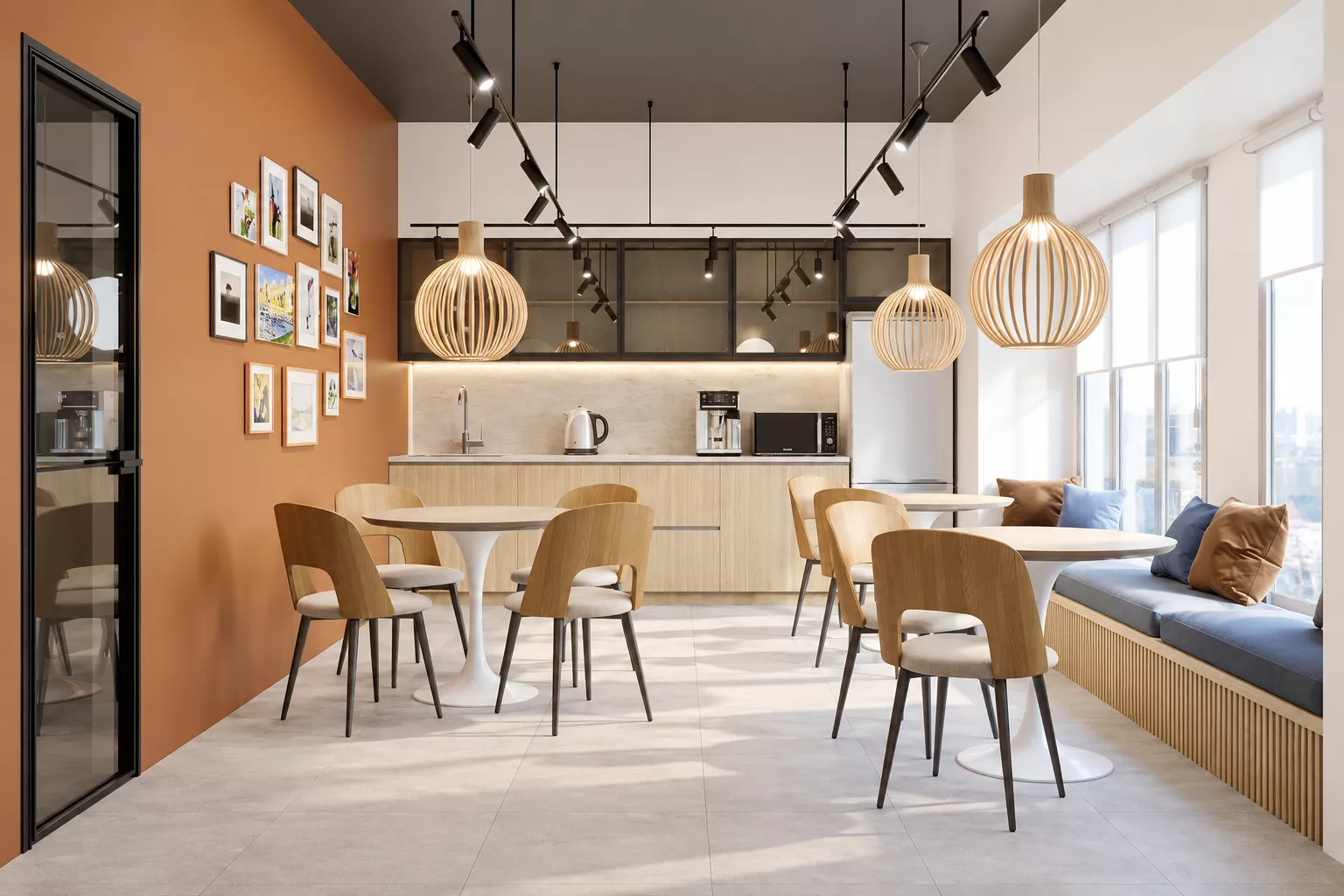 Office interior design 400 m². for kompani GRK — Dining room