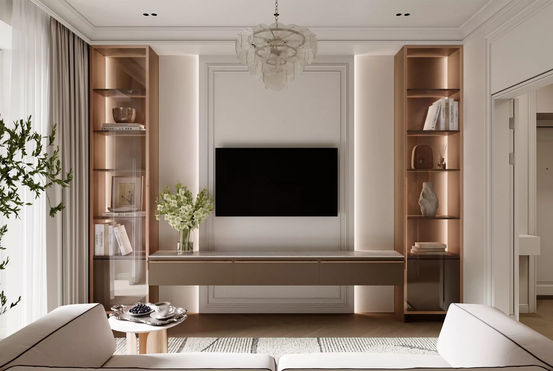 Apartment interior design in starom fonde 67m². Kutuzovskiy prospekt — Living room