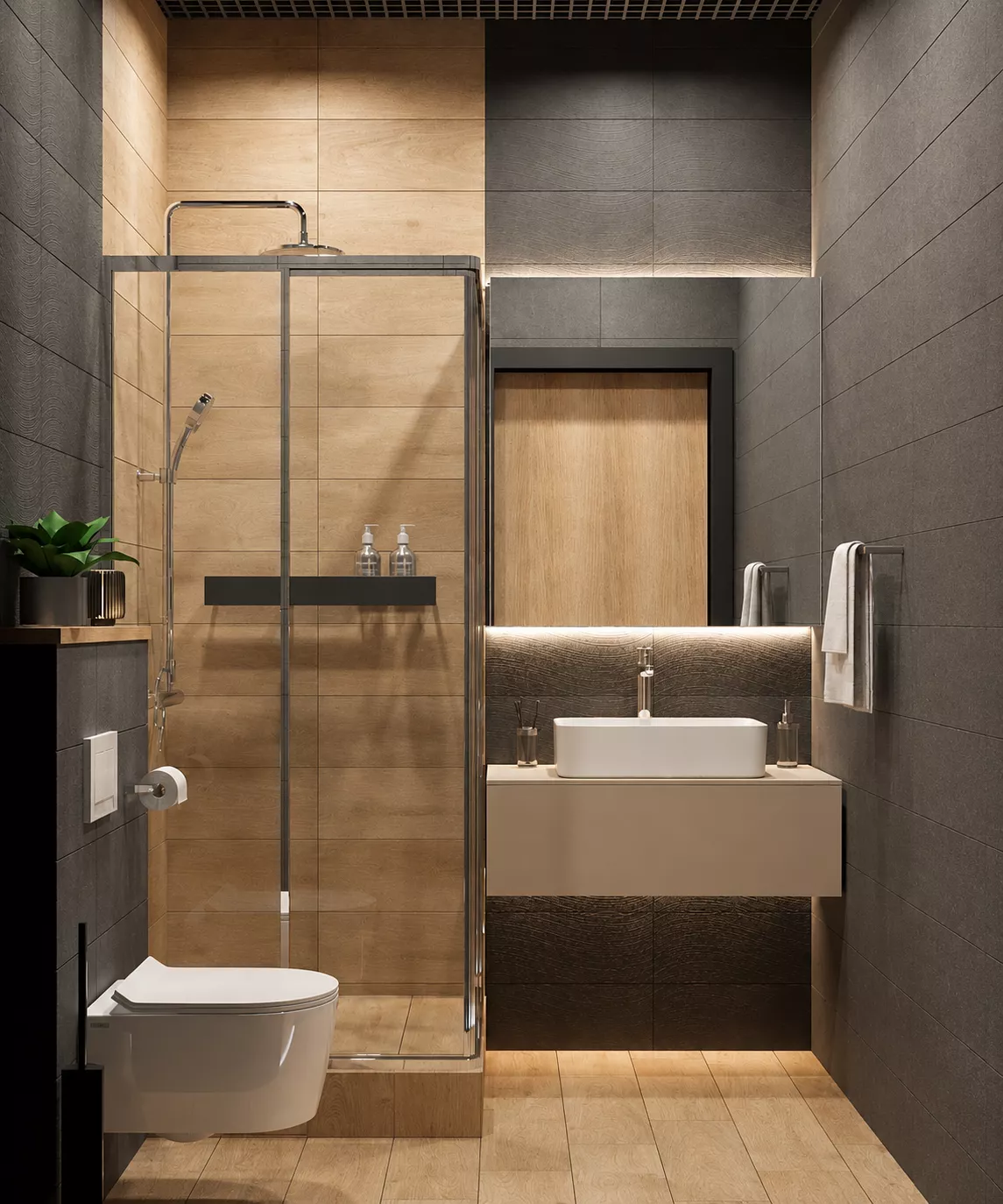 Interior design gostinitsy. Khostel and otdelnye nomera. 970 m² — Bathroom
