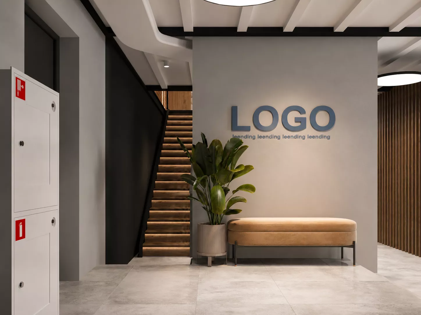 Office interior design s antresolyu 400 m² — Reception