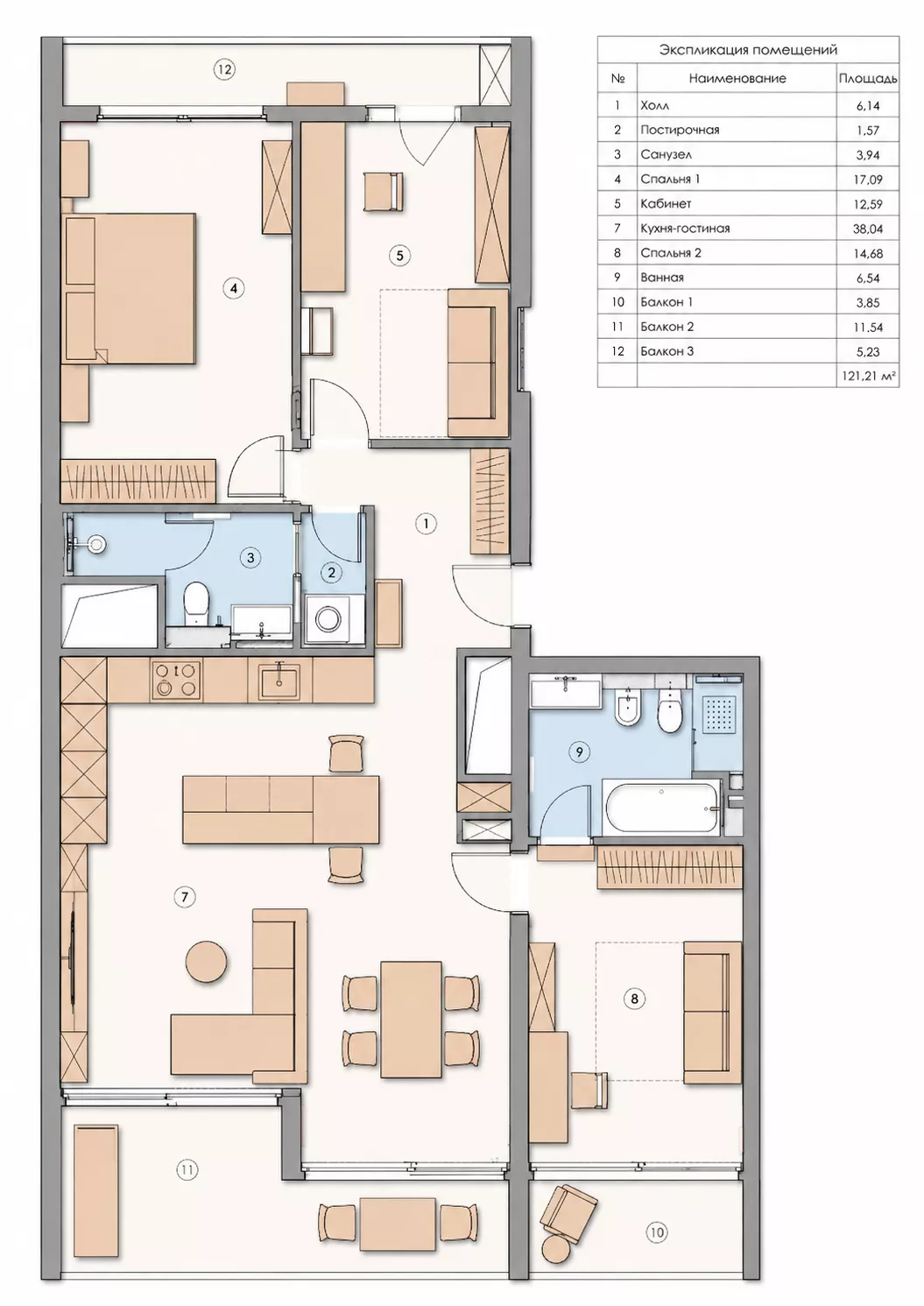 Apartment interior design 122 m² in Monaco