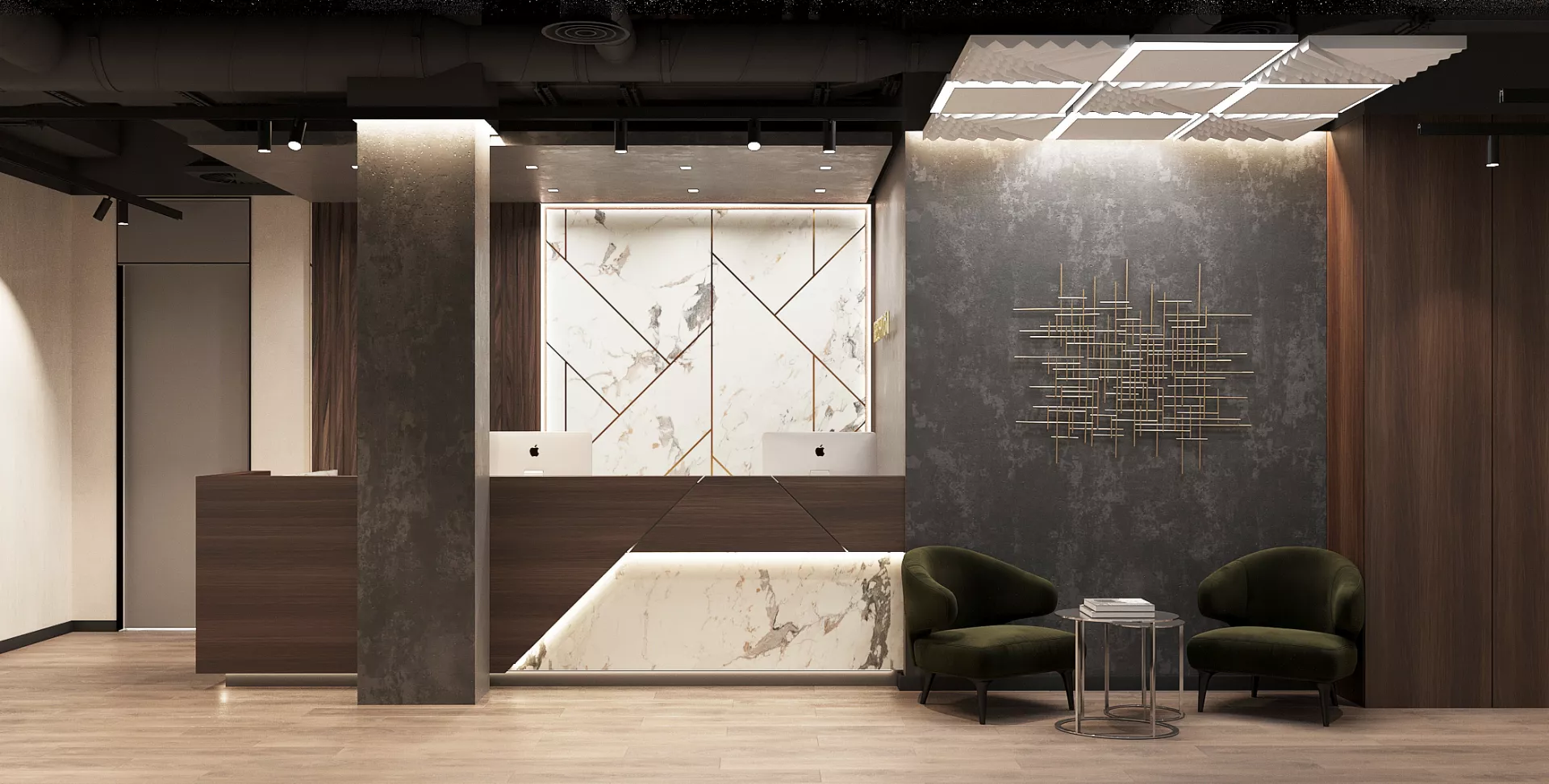 Office design project 415 m² in Murmansk — Reception