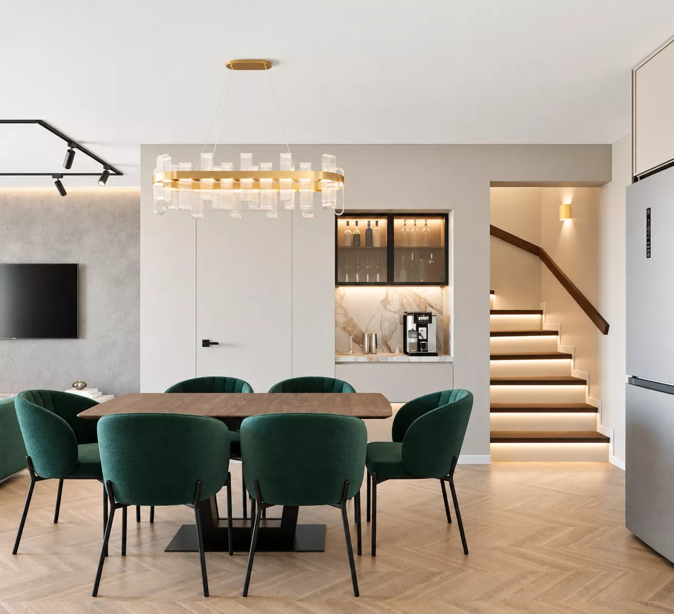 Design project Taun Khausa 120 m² — Kitchen-living