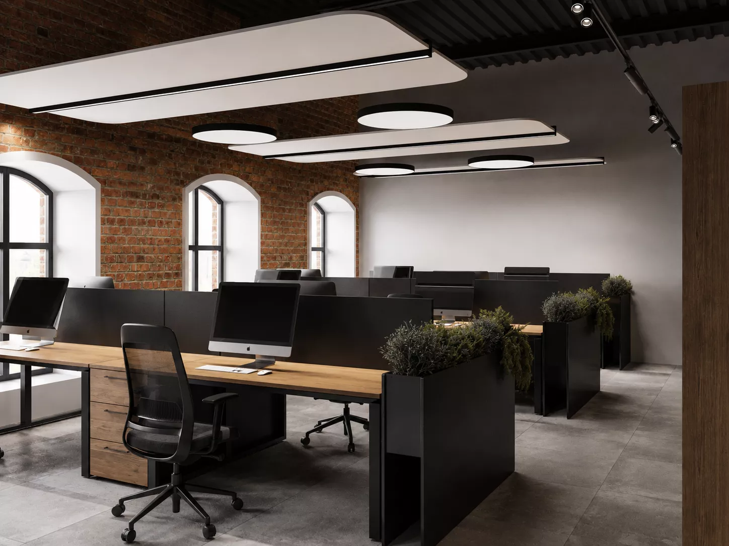 Office interior design s antresolyu 400 m² — Open Space