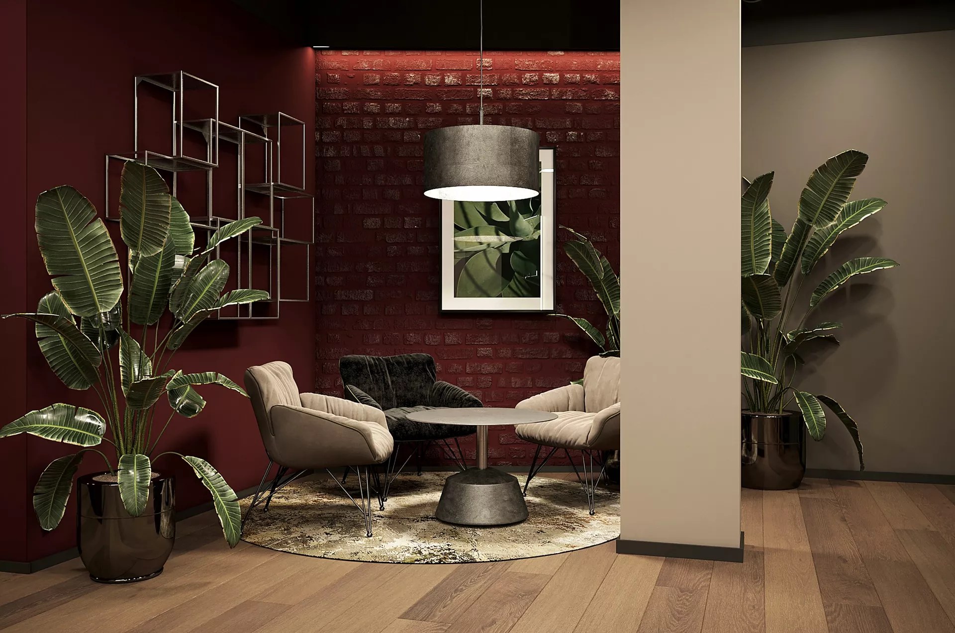 Interior design gostinitsy. Khostel and otdelnye nomera. 970 m² — Lounge