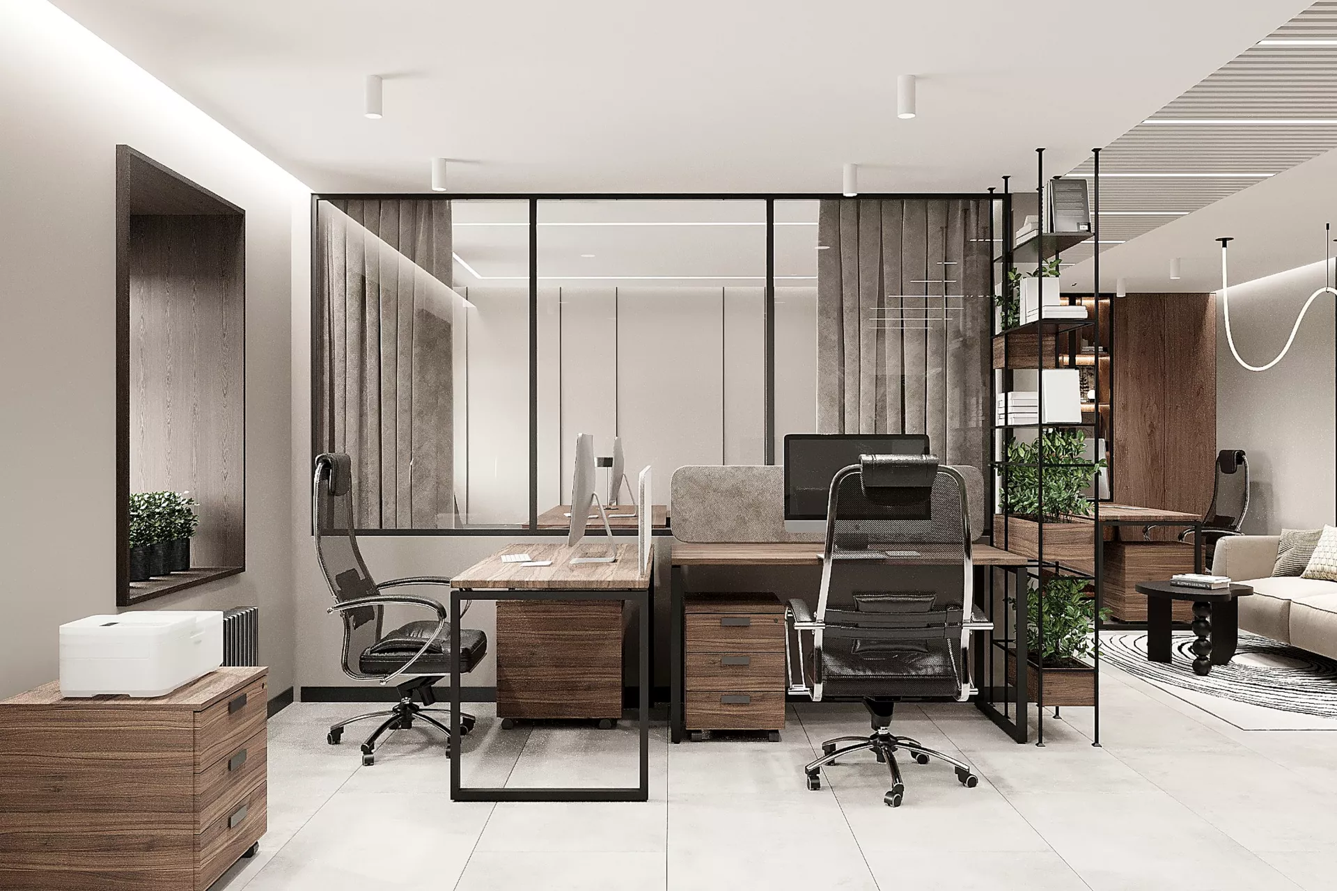 Design "domashnego" office in istoricheskom zdanie 95 m² — Open Space