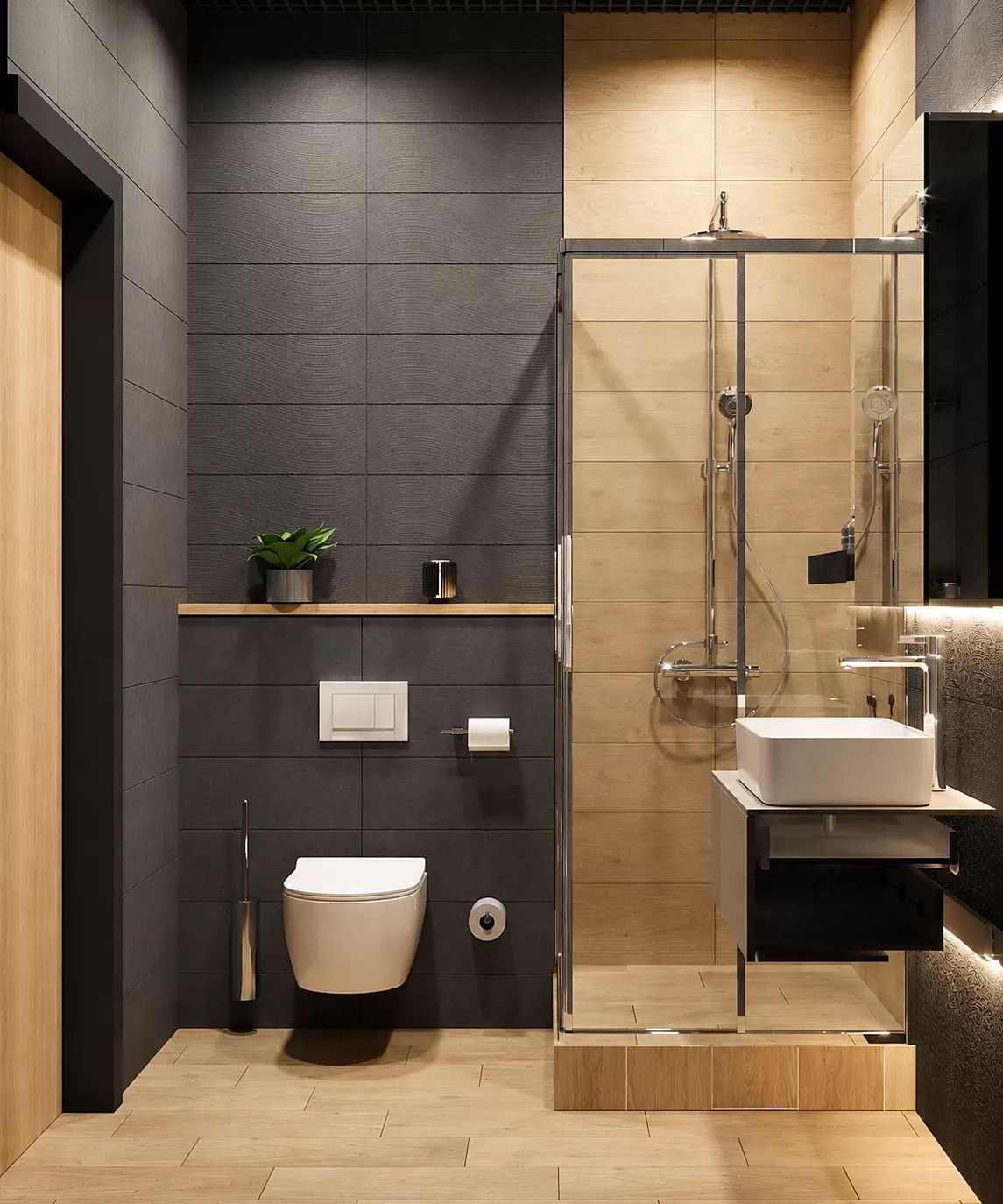 Interior design gostinitsy. Khostel and otdelnye nomera. 970 m² — Bathroom