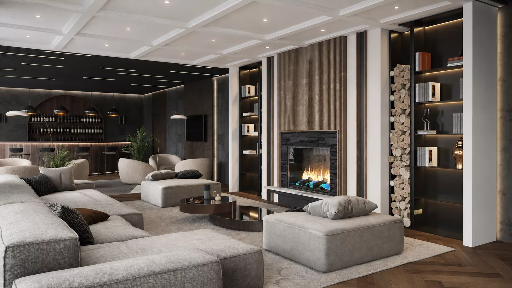 Bar interior design 130 m² in the Uralskiy Utes hotel & restaurant complex