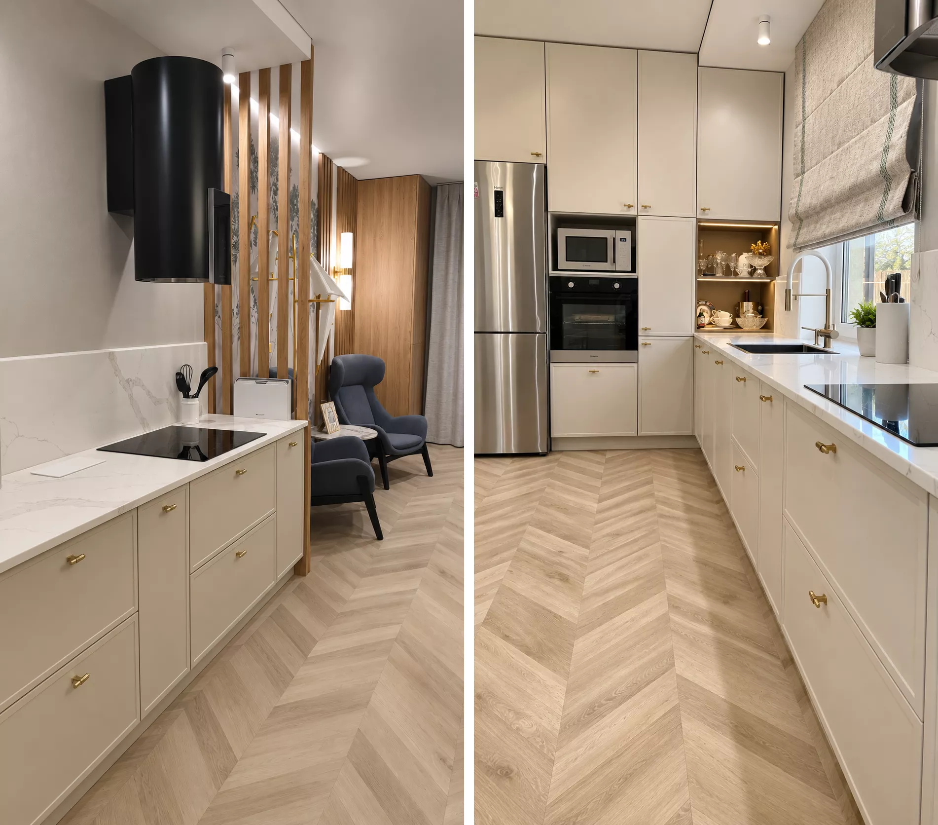 Design project Taun Khausa 120 m² — Kitchen-living