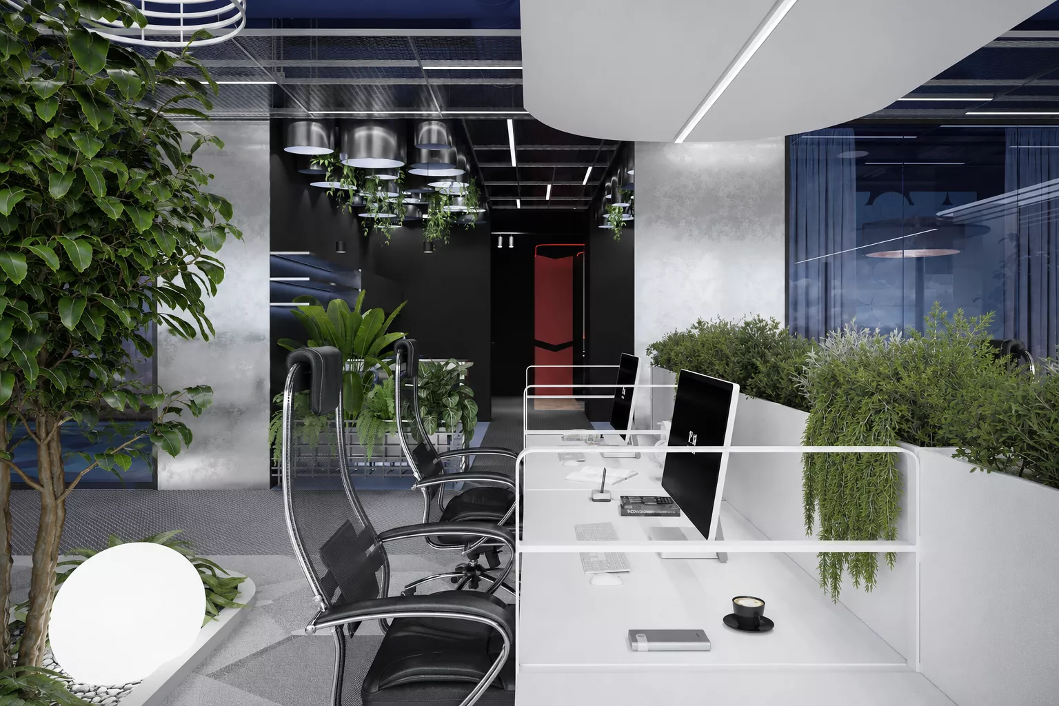 Competition office design project 466 m² for Sovcombank in Saratov — Open Space