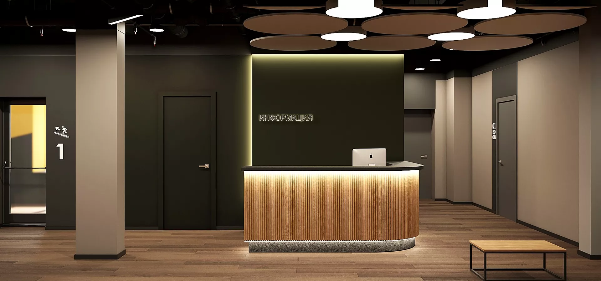 Interior design gostinitsy. Khostel and otdelnye nomera. 970 m² — Reception