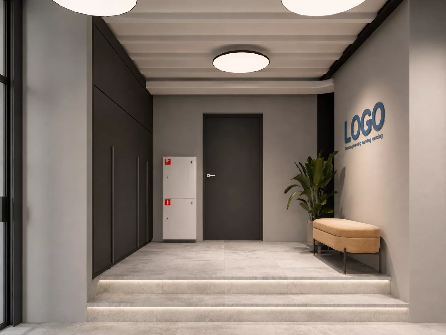 Office interior design s antresolyu 400 m² — Reception