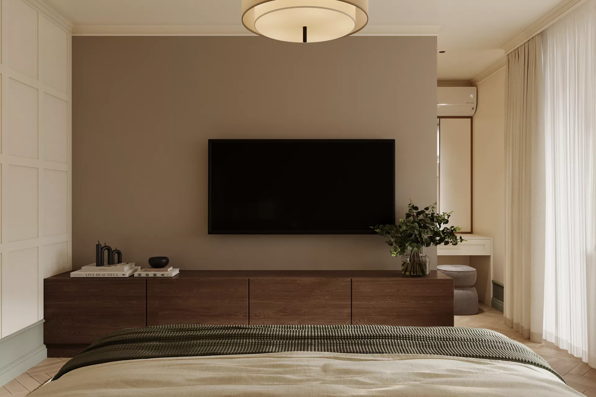 Apartment interior design 90 m² on maloy Filevskoy — Bedroom