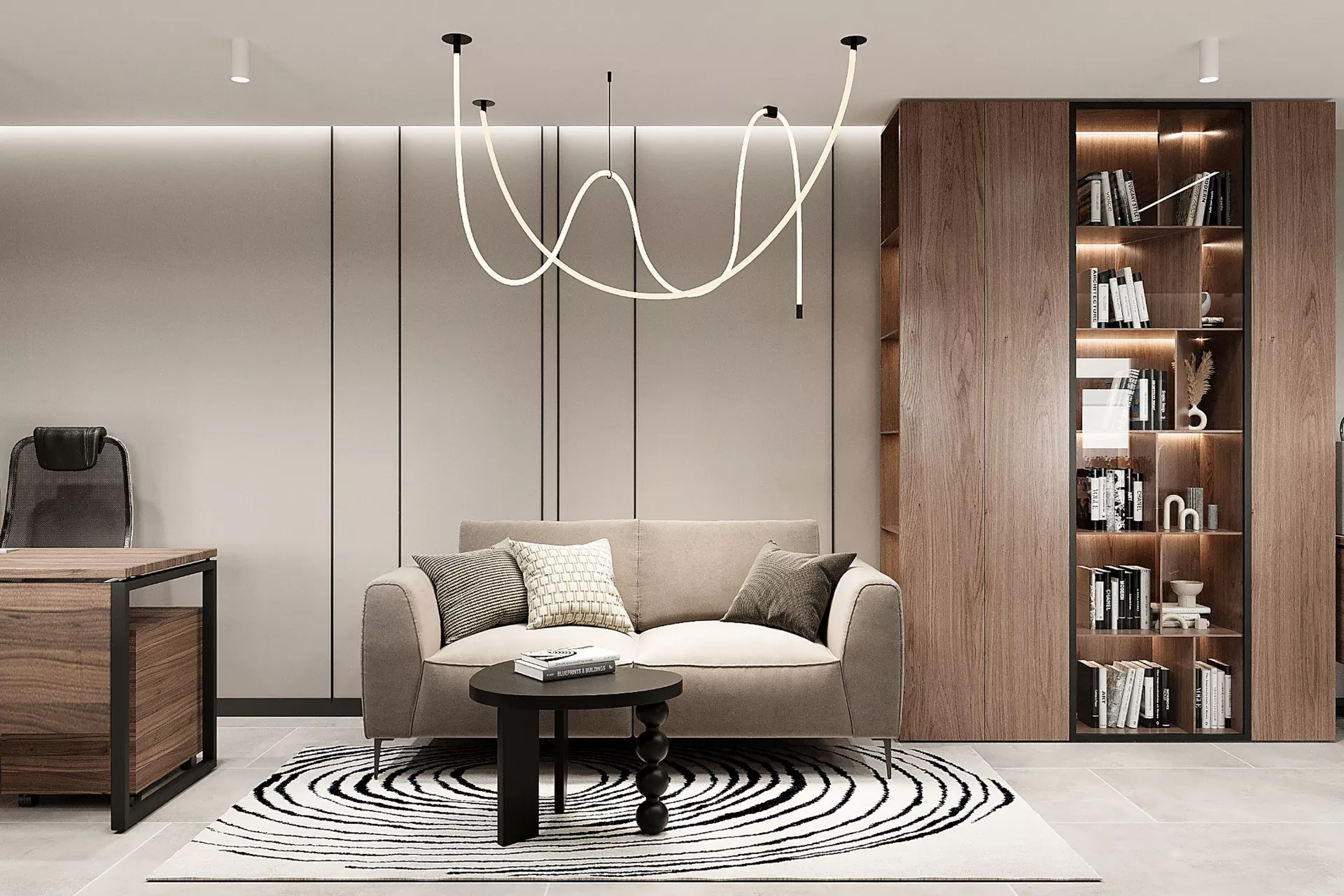 Design "domashnego" office in istoricheskom zdanie 95 m² — Open Space