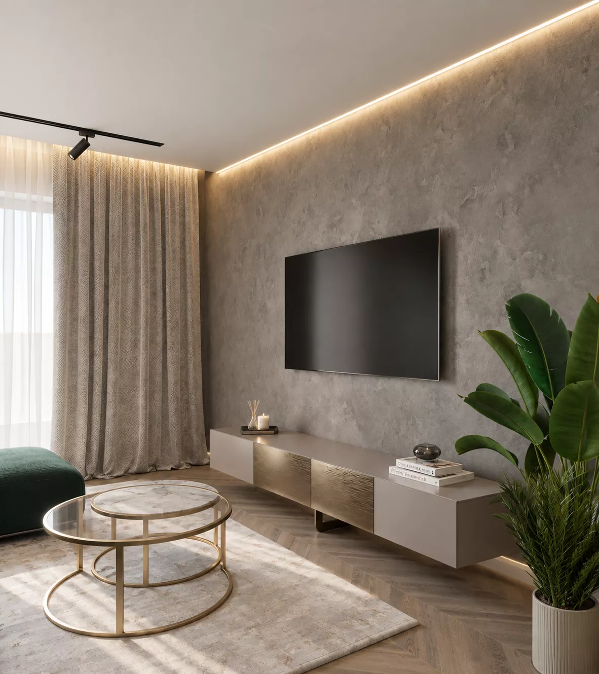 Design project Taun Khausa 120 m² — Kitchen-living
