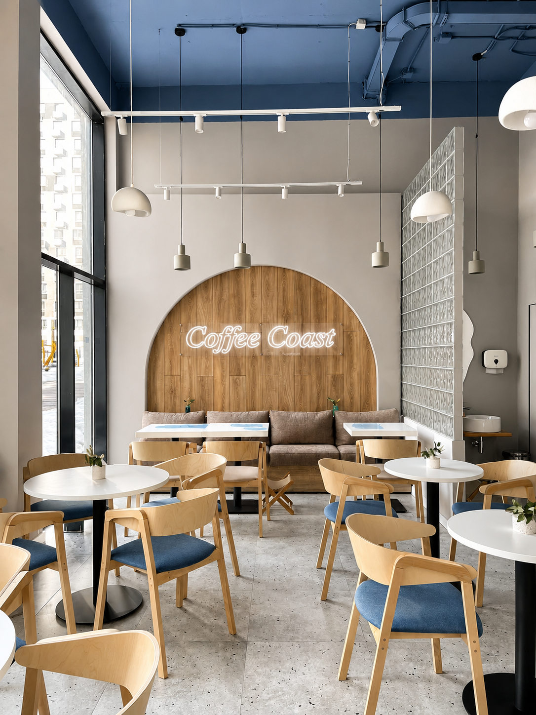 Дизайн интерьера кофейни 40 м² в Мытищах — Москва