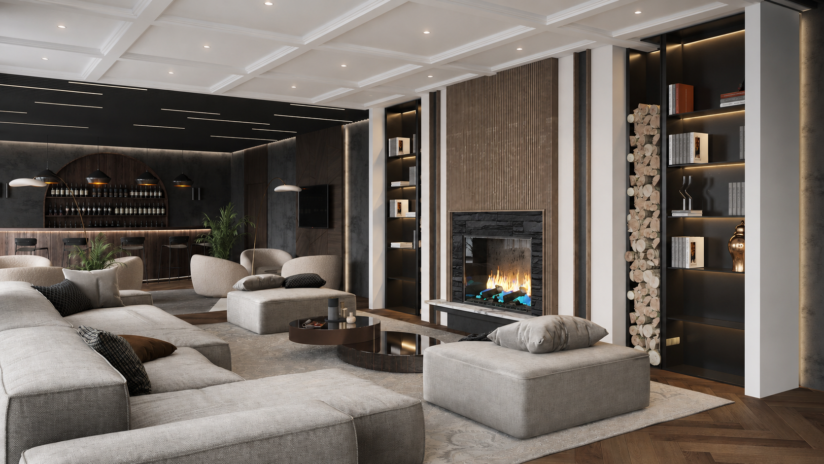 The design of the bar  130 m² in the hotel and restaurant complex of LLC "Ural cliff"