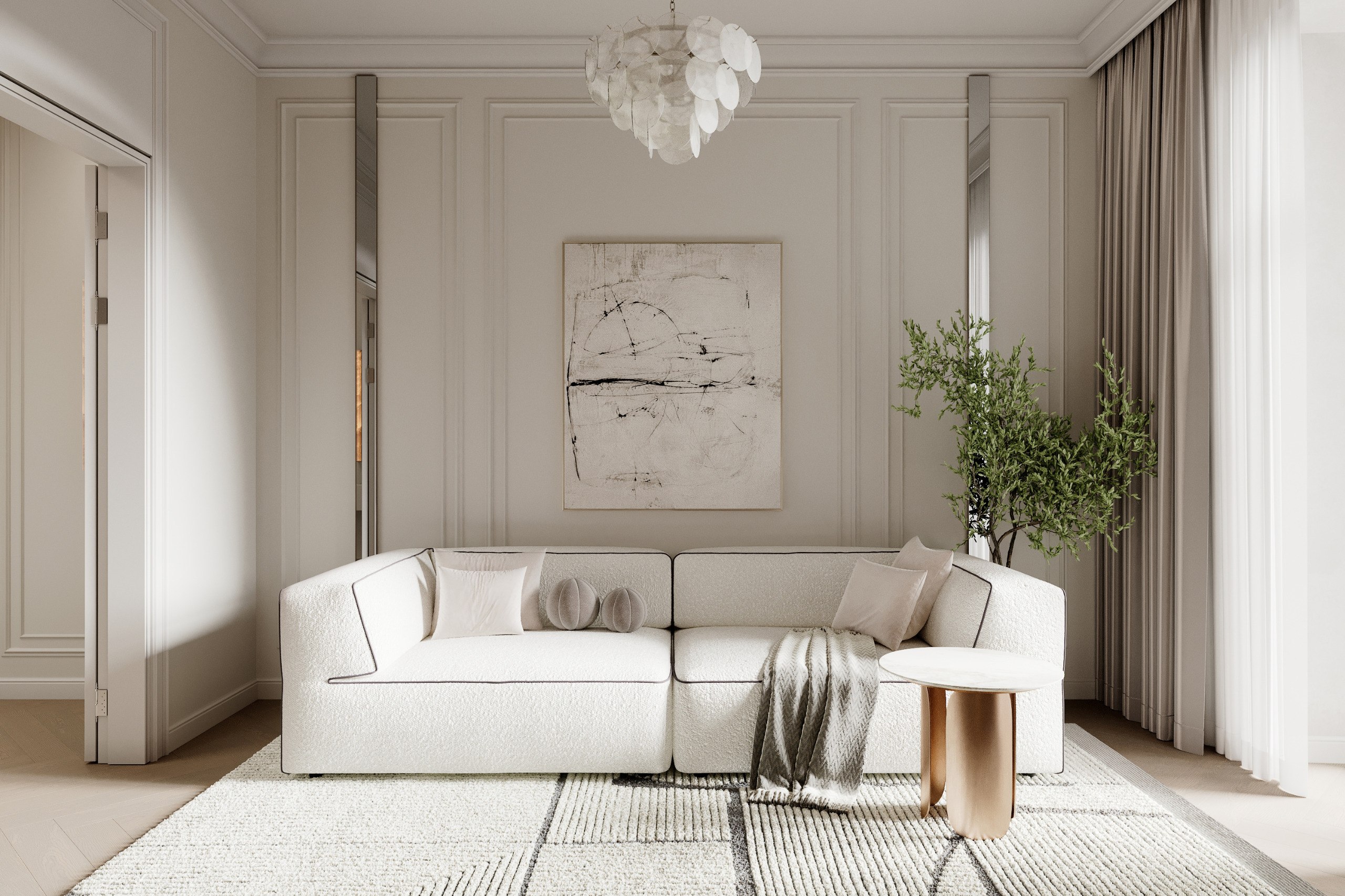 Apartment interior design in starom fonde 67m². Kutuzovskiy prospekt — Living room
