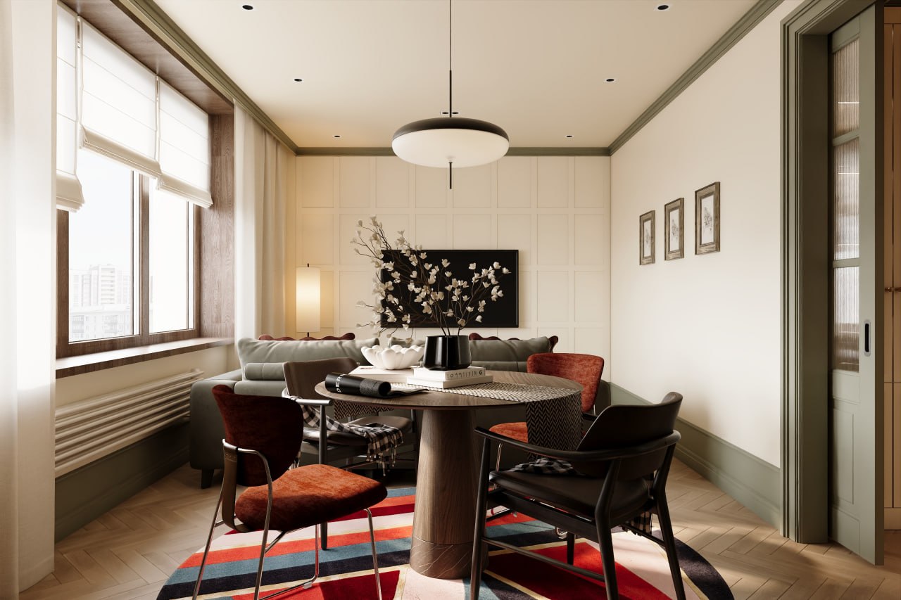 Apartment interior design 90 m² on maloy Filevskoy — Living room