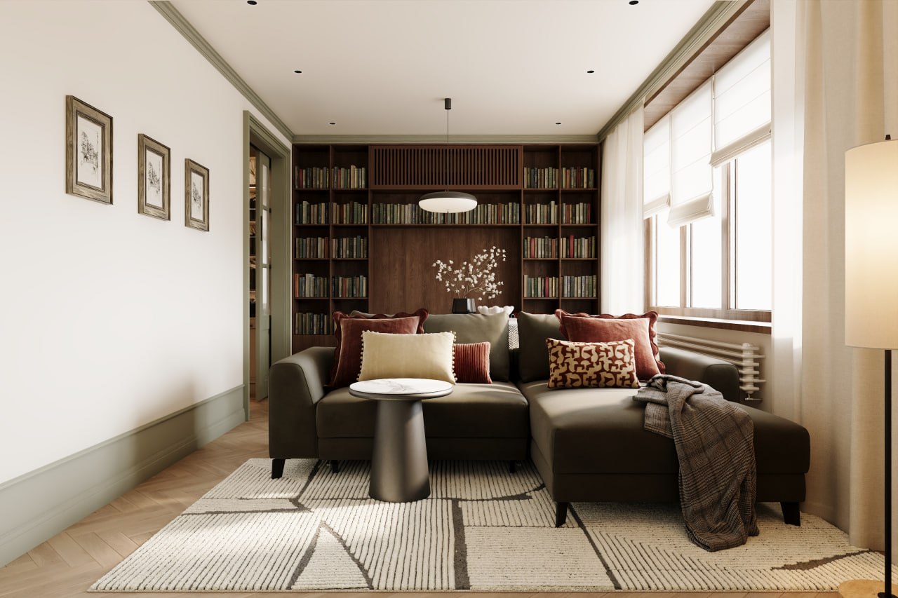 Apartment interior design 90 m² on maloy Filevskoy — Living room