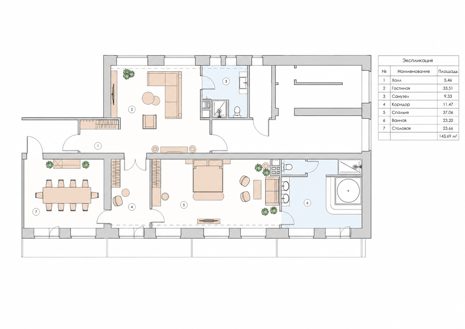 Floor plan — Room "Lux" in the hotel and restaurant complex of LLC "Ural Cliff"