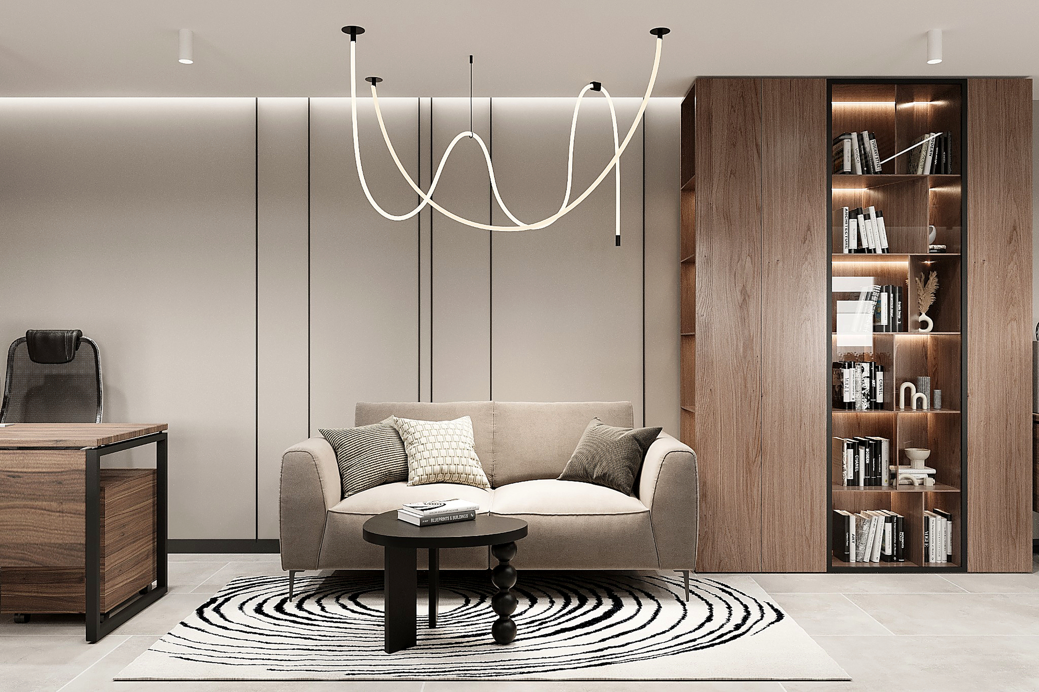 Design "domashnego" office in istoricheskom zdanie 95 m² — Open Space