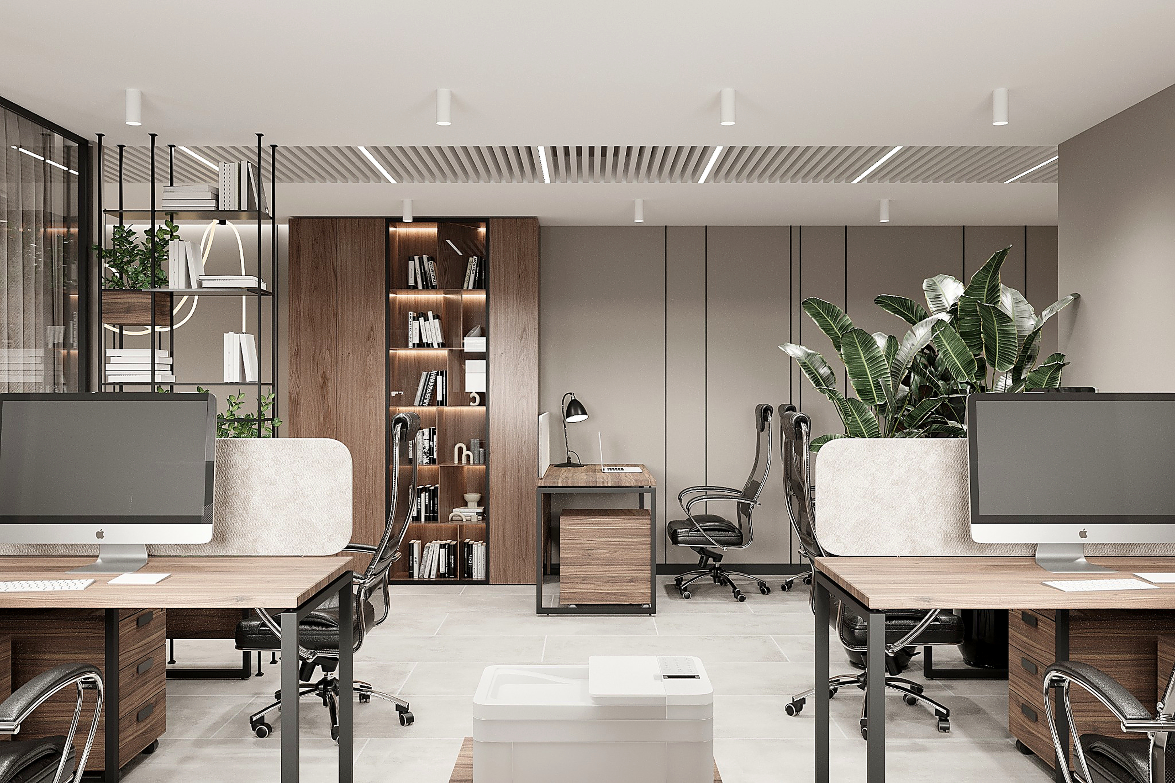 Design "domashnego" office in istoricheskom zdanie 95 m² — Open Space