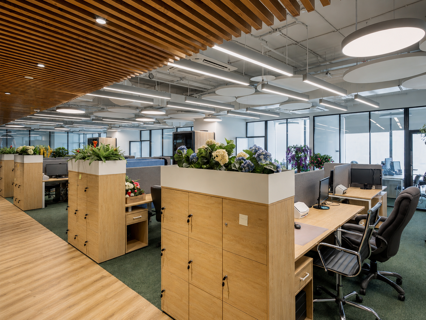 Office interior design in Bashne Federatsii 630 m² — Open Space