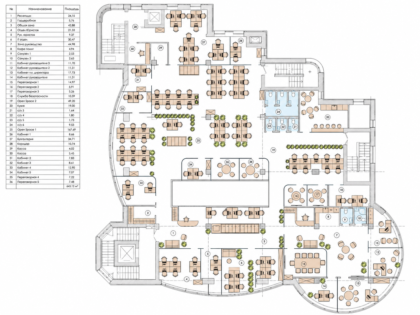 Floor plan — Interior design office 644m²