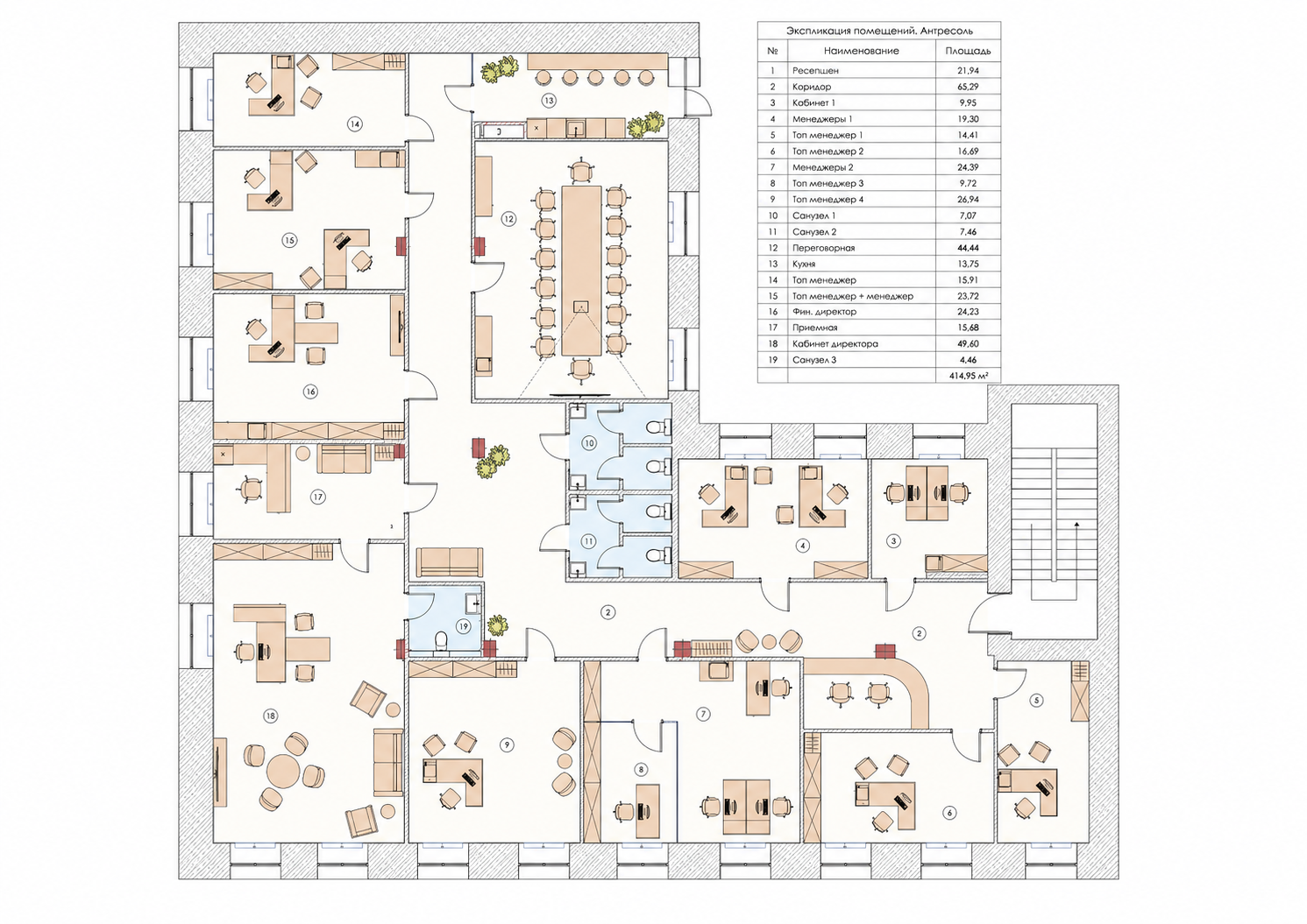 Floor plan — Office design project 415 m² in Murmansk