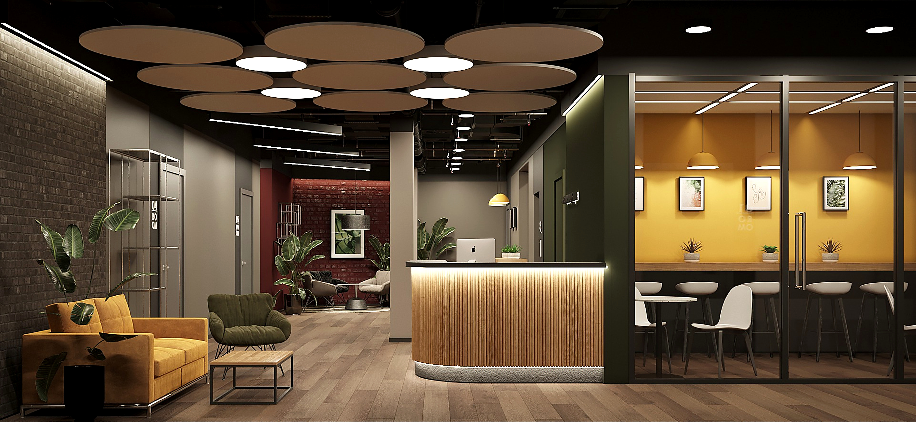 Interior design gostinitsy. Khostel and otdelnye nomera. 970 m²