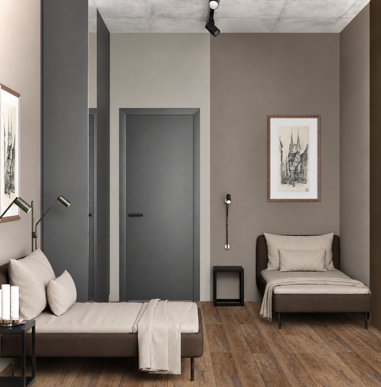 Дизайн интерьера гостиницы. Хостел и отдельные номера. 970 м² — Номера с отдельными кроватями