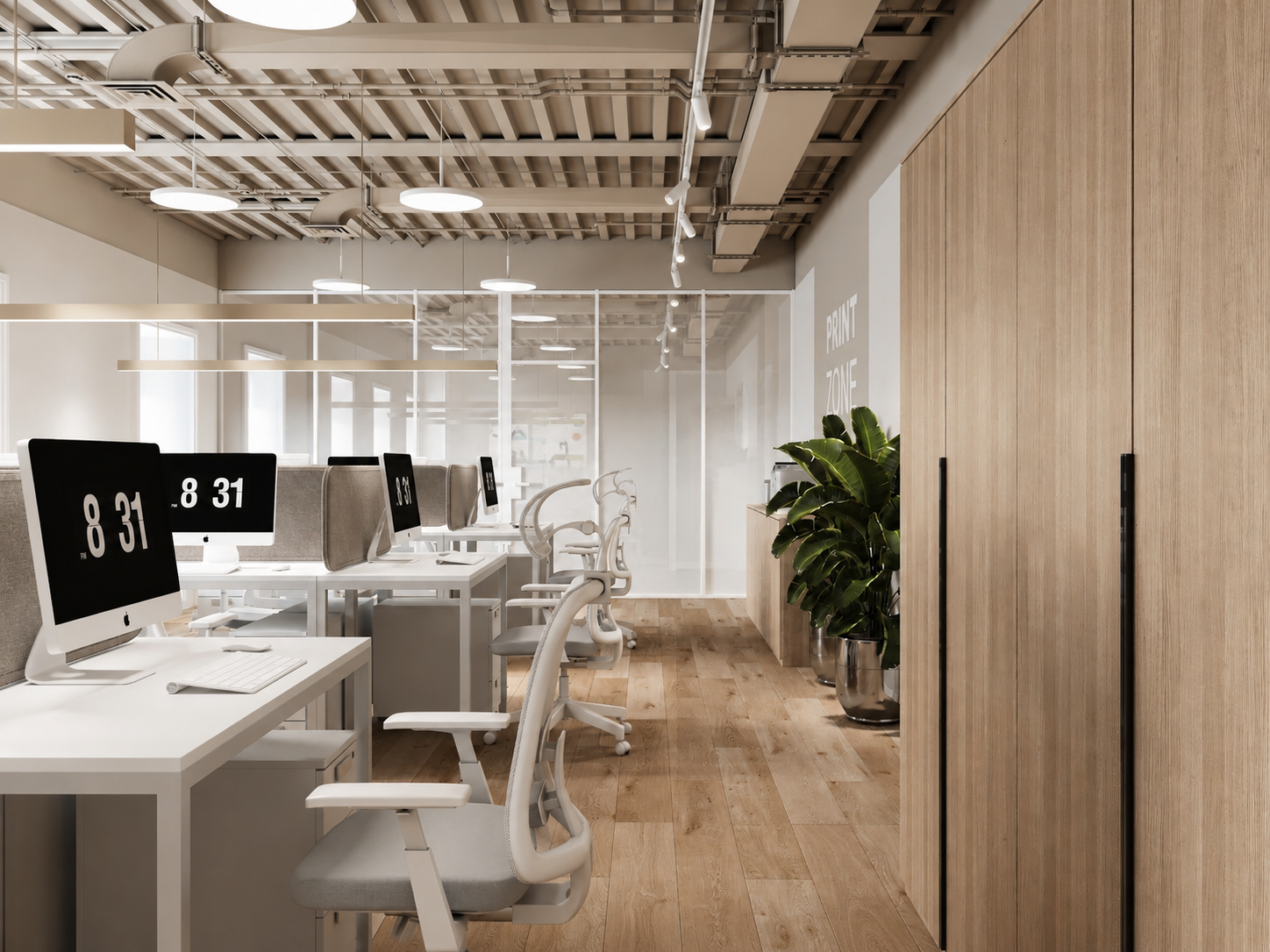 Office interior design in osobnyake 1142 m² — Open Space
