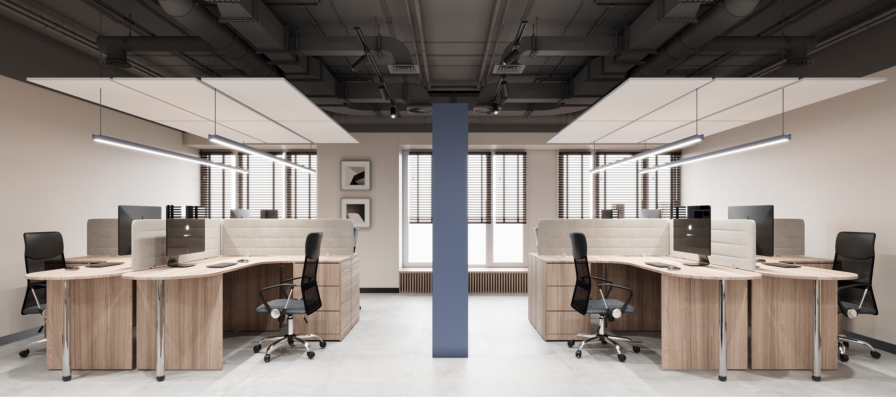 Office interior design 400 m². for kompani GRK — Open Space