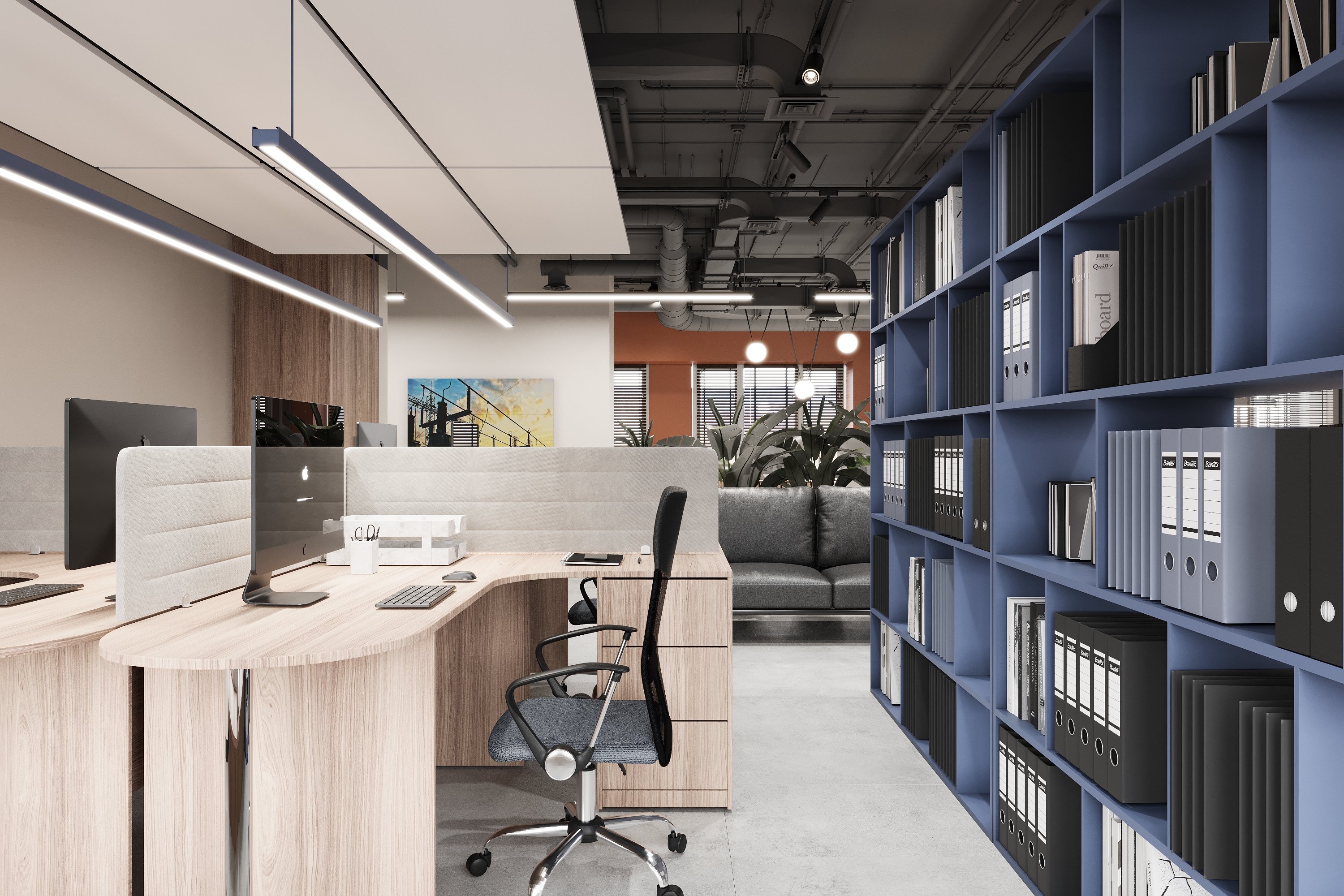 Office interior design 400 m². for kompani GRK — Open Space