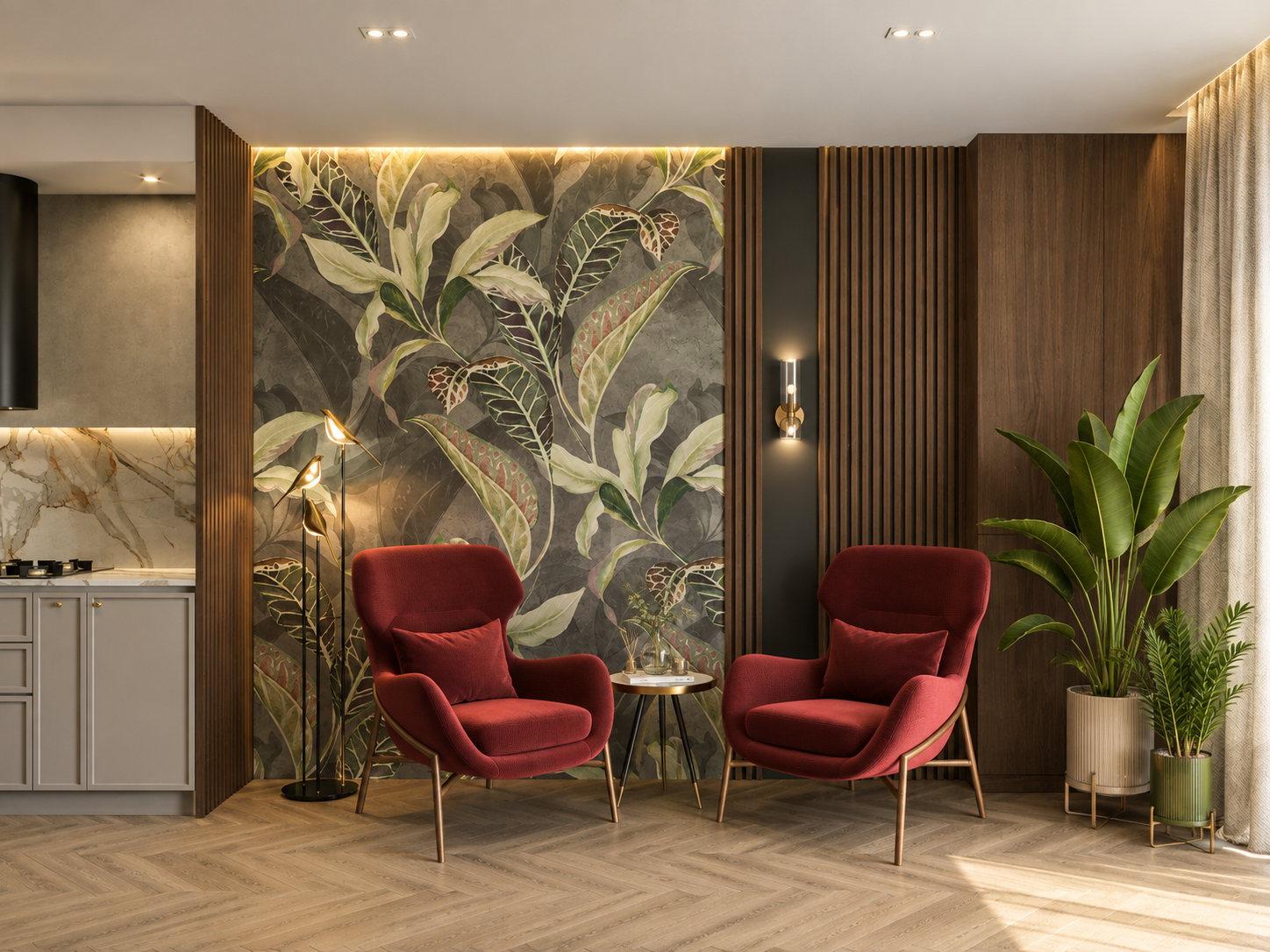 Design project Taun Khausa 120 m² — Kitchen-living